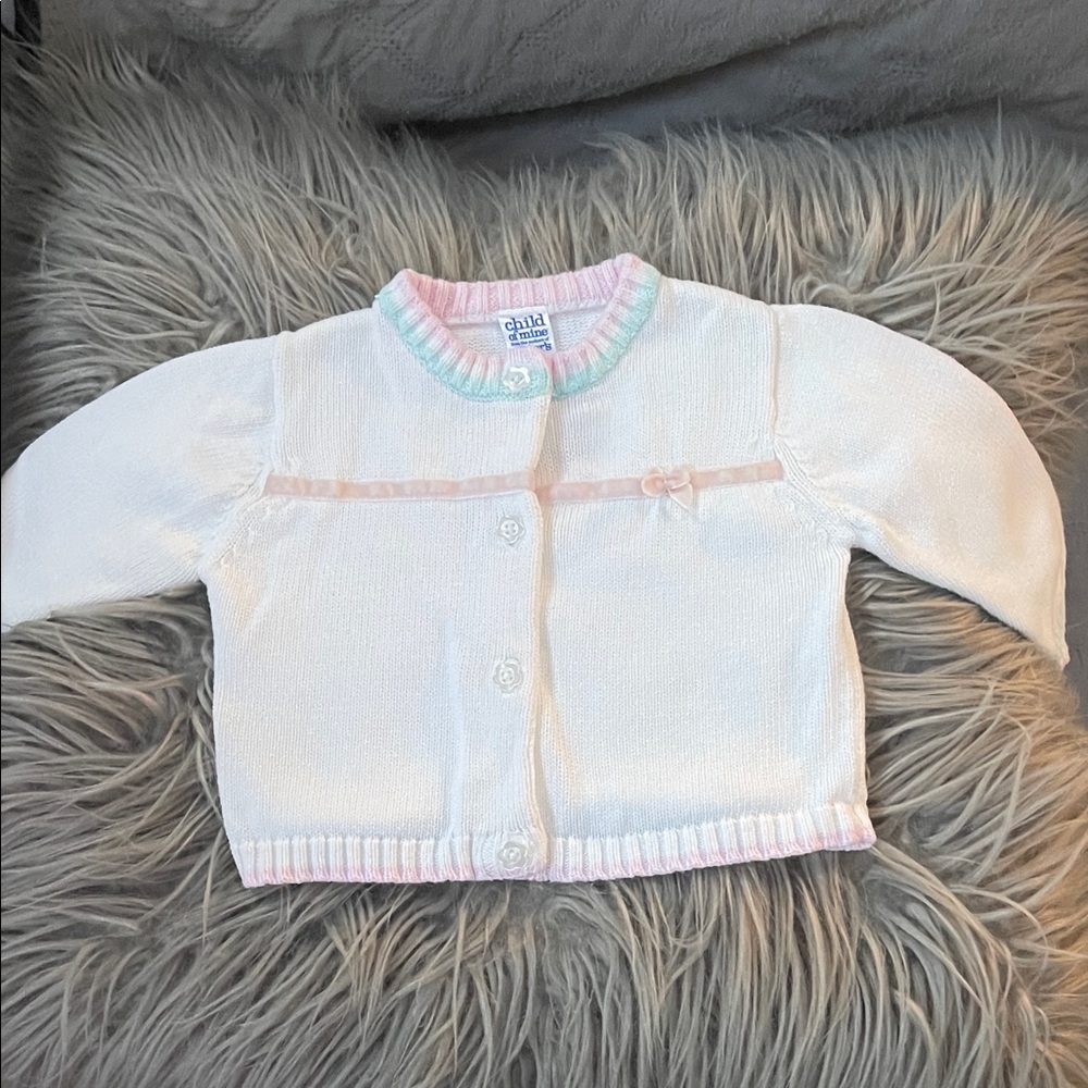 Carter's White Button Down Shirt with Pastel Trim